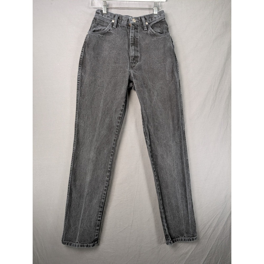 Wrangler Vintage High Rise Straight Leg Jeans Black Faded Size 5/6x34